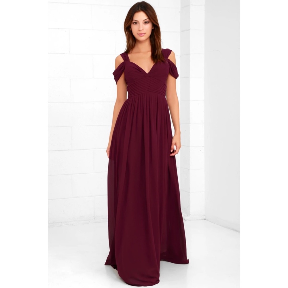 Lulu’s Make Me Move Burgundy Maroon Maxi Dress Gown Small S